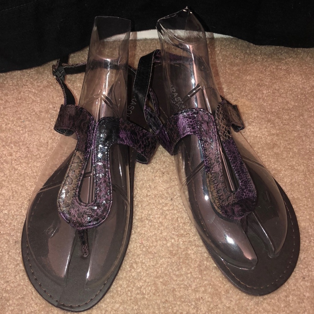 Brand new black and purple gladiator sandals!!